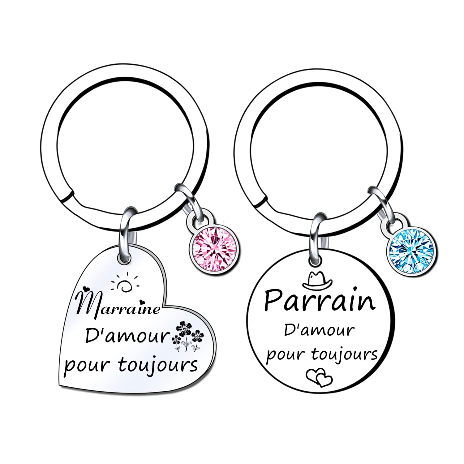 Porte-clés Cadeau Parrain - Acier Inoxydable, Gravure "Pas Besoin De Cheveux Pour être Un Super Parrain" - 3cm