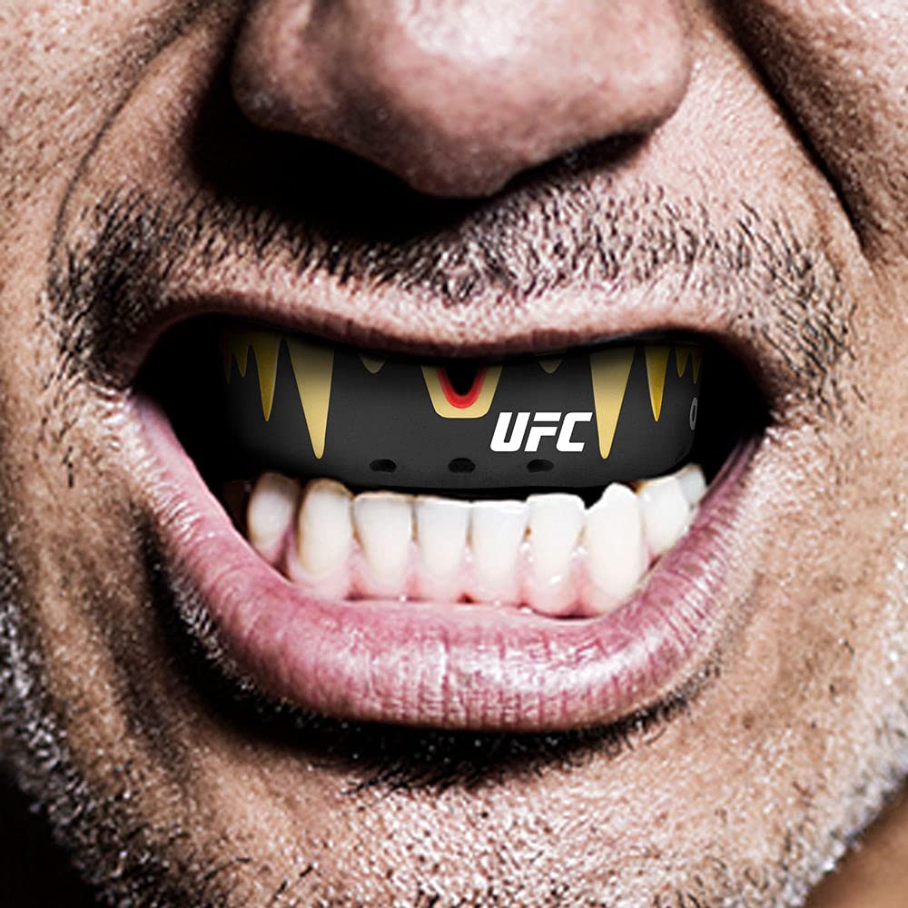 Opro UFC Platinum Fangz Mouth Guard Red Metal Black