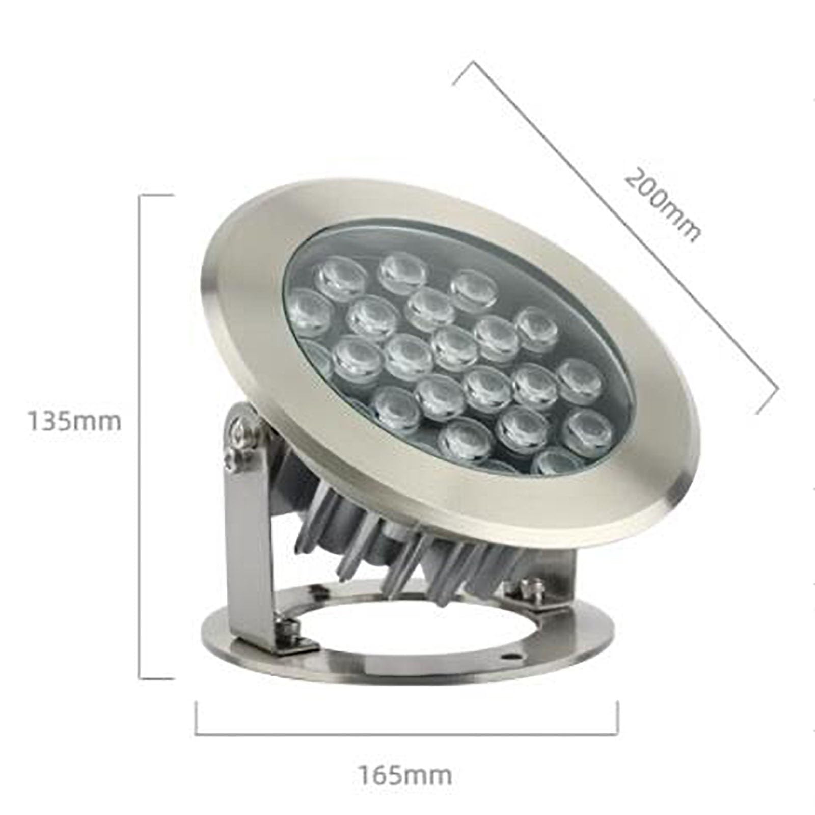 LlpsmengAE Fontana a LED sommergibile, Faretto for paesaggio subacqueo DC 24V, Proiettore impermeabile for esterno in acciaio inossidabile IP68, Regolazione dell'angolo a 360°(Cool White,24W)