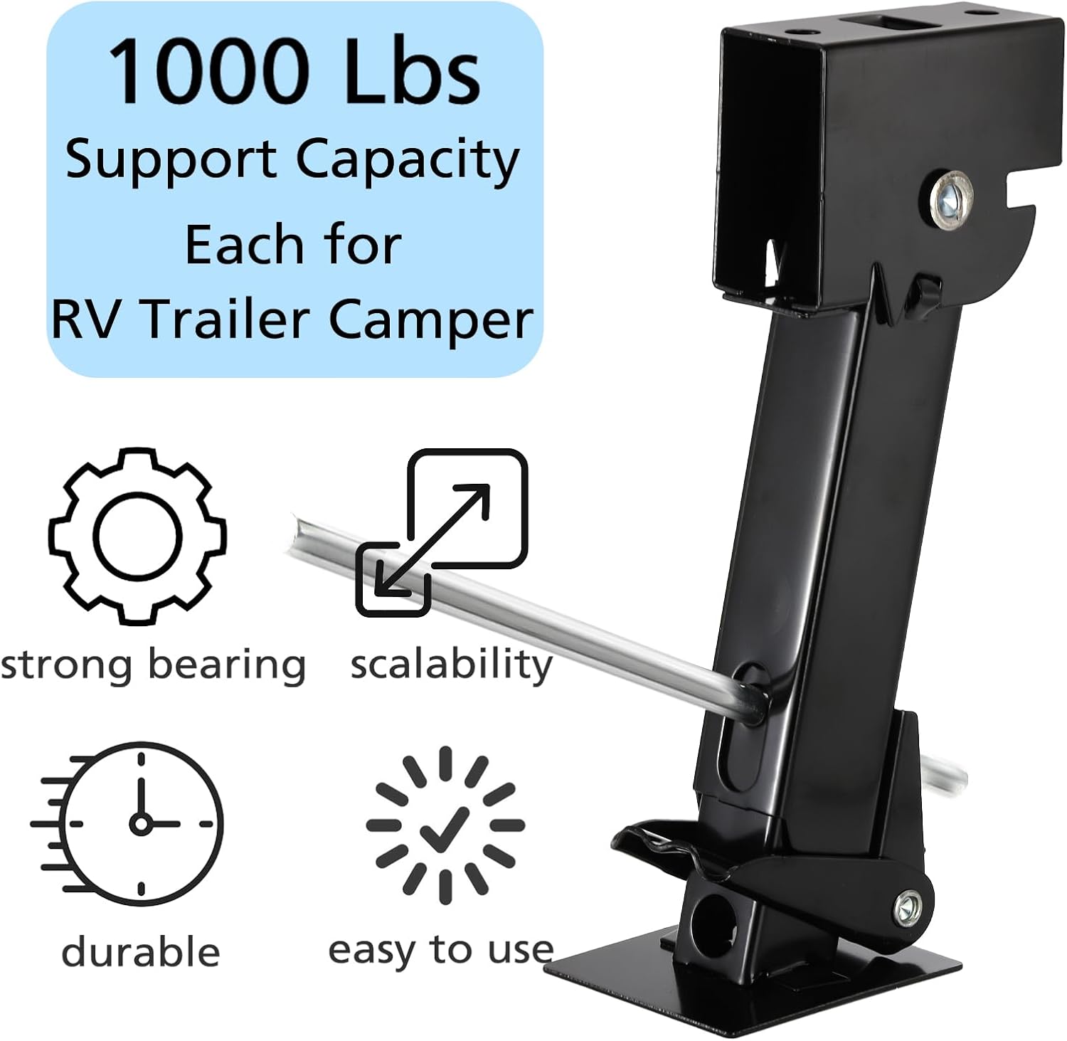 Yesland 2 Pack Trailer Stabilizer Jacks, Telescoping RV Camper Accessories with Adjustment Jack Rod Handle for Travel 450kg(1000 Lbs) Capacity Each, 11.4"-18"