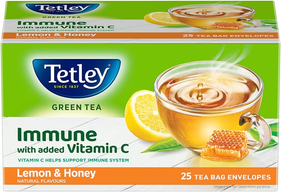 Tetley Green Tea, Lemon And Honey, 25 Tea Bags, 39 Grams