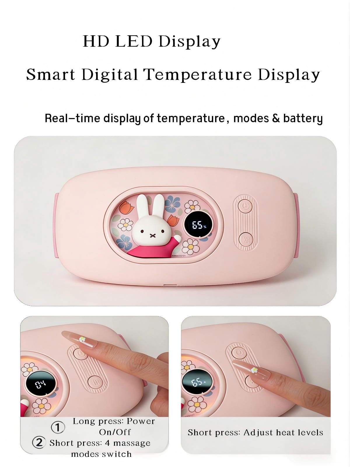 Mipow &Miffy, cuscinetto riscaldante portatile senza fili per crampi mestruali, dispositivo elettrico per cintura in vita, cuscino riscaldante per donne e ragazze (rosa), festa della mamma