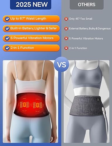 Miniatura 6 de ALLJOY Almohadilla térmica inalámbrica de 67 pulgadas para aliviar el dolor de espalda, elegible por la FSA, regalos de cumpleaños para mujeres,