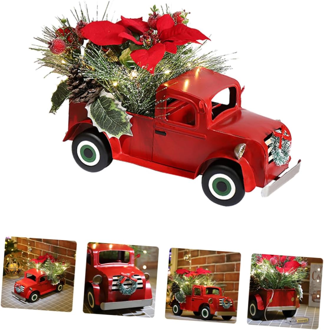 Red Truck Model Ornament Iron Car Ornament for Decorative Truck Model Decor
