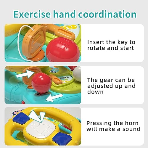 Miniatura 4 de huanger Juguetes de asiento de automóvil para bebé para asiento de automóvil, juguete de centro de juegos, volante con luces musicales, juguete de