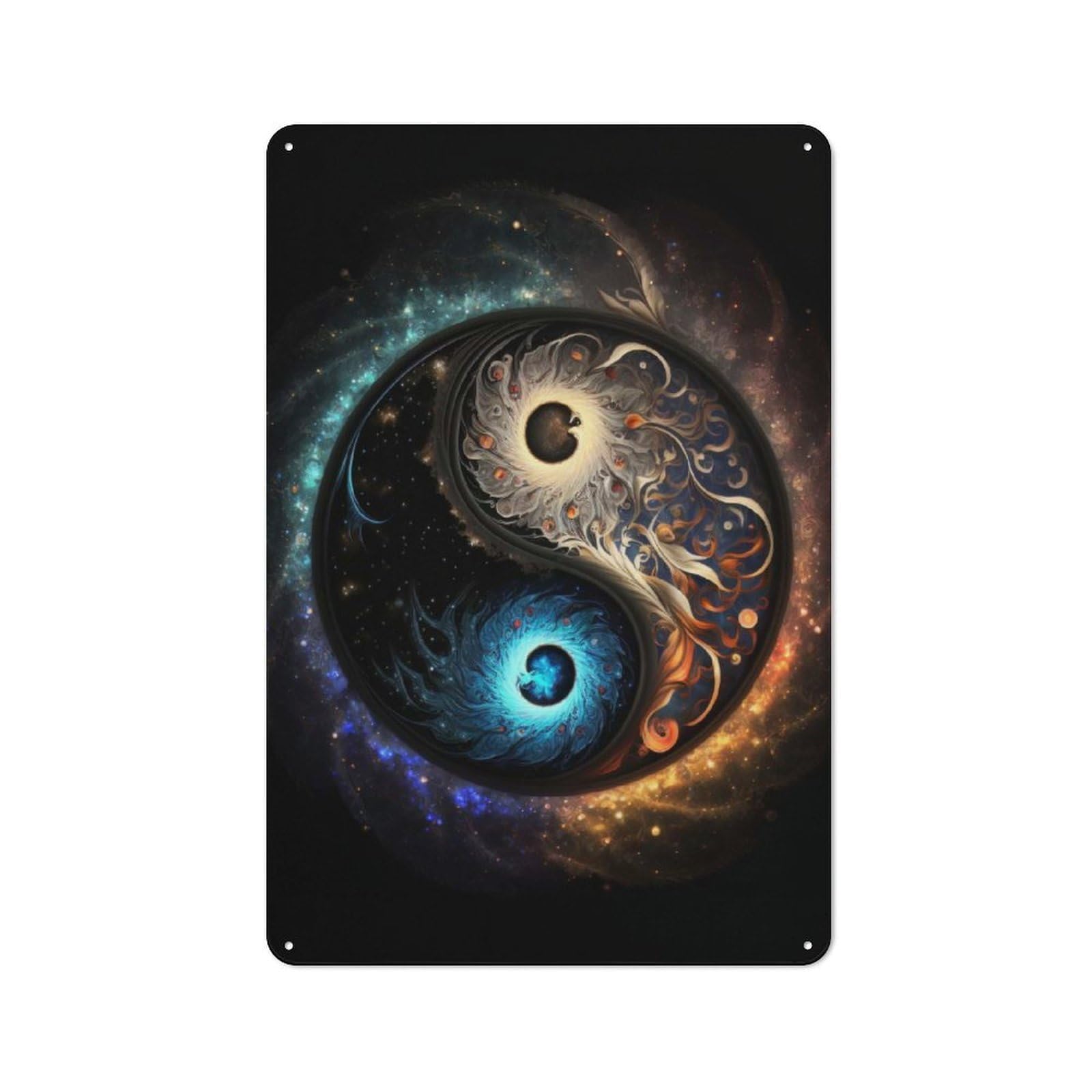 Yin Yang Universe V3 Rustic Metal Wall Decor 30x20cm, Metal Wall Sign for Pub, Home Bar, Shed Or Man Cave