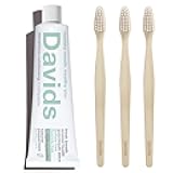 Davids Nano Hydroxi Toothpaste and 3-Pack Toothbrush Bundle, Remineralize Enamel, Sensitive Relief & Teeth Whitening - Antiplaque, Fluoride Free, SLS Free, Peppermint, 4oz