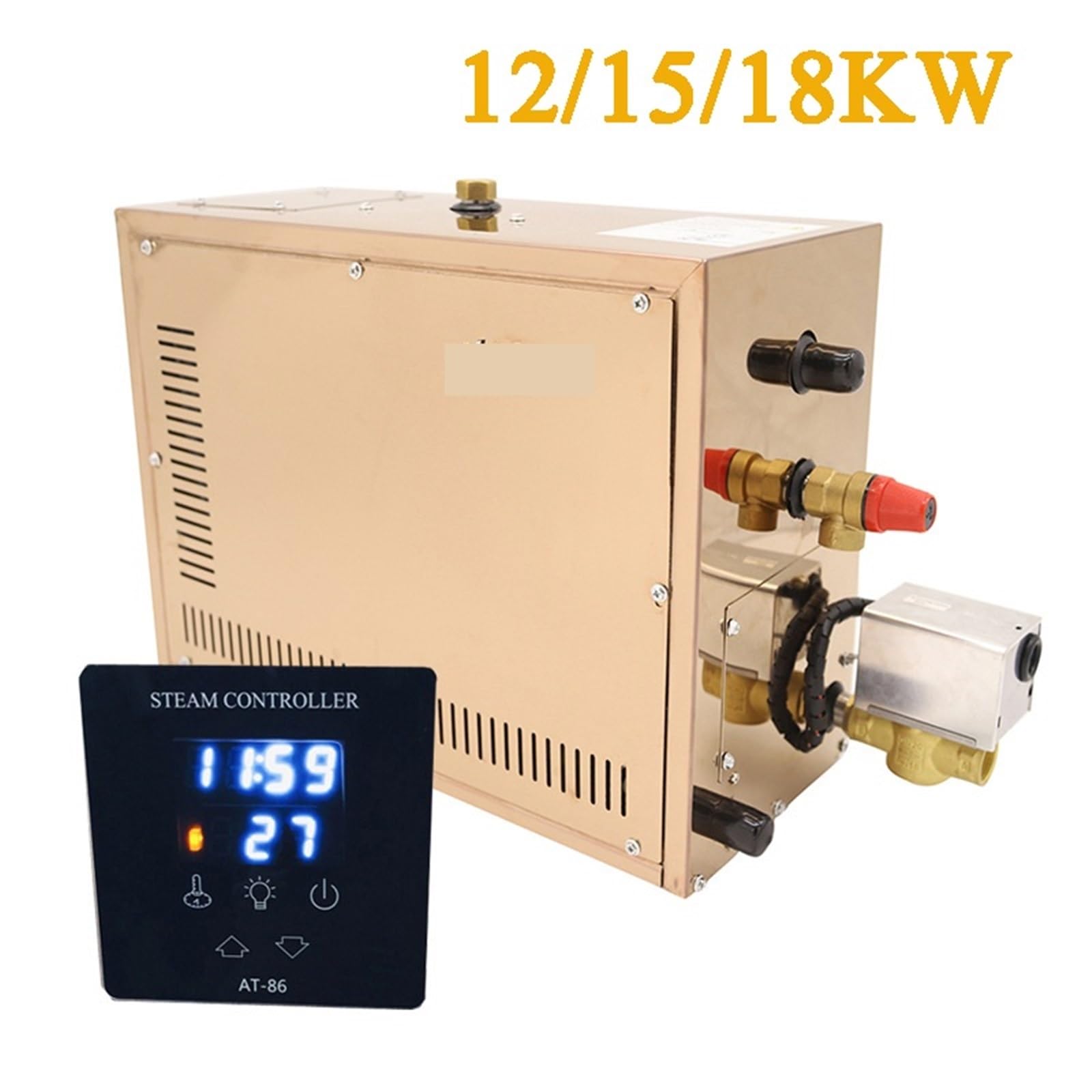 Generador de acero inoxidable, descalcificador automático for sauna, baño, controlador digital 12 kW Alta eficiencia(15kw 380v)