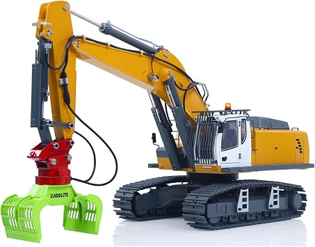 KABOLITE 1/18 K962 100S Remote Control Hydraulic Excavator RC Digger Electric Claw Ripper Hammer Construction Car Machine Model for Ages 14+