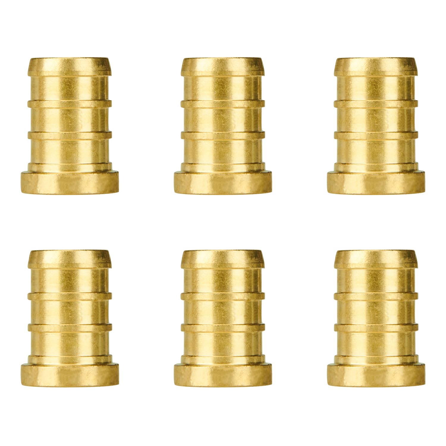 6-Pack 1/2 Inch PEX Plug End Cap Fittings | Brass