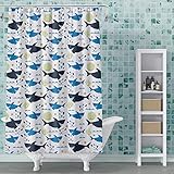 Kashi Home Sharks PEVA Shower Curtain Beautiful Printed Design 72'x72'