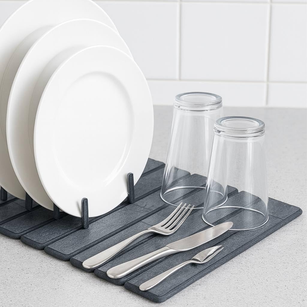 Foldable Stone Bath Mat – Super Absorbent Diatomaceous Earth Bath Mat, Quick Dry Non-Slip Bathroom Floor Mats, Easy to Clean, Stone Drying Mats for Kitchen Counter - Image 5