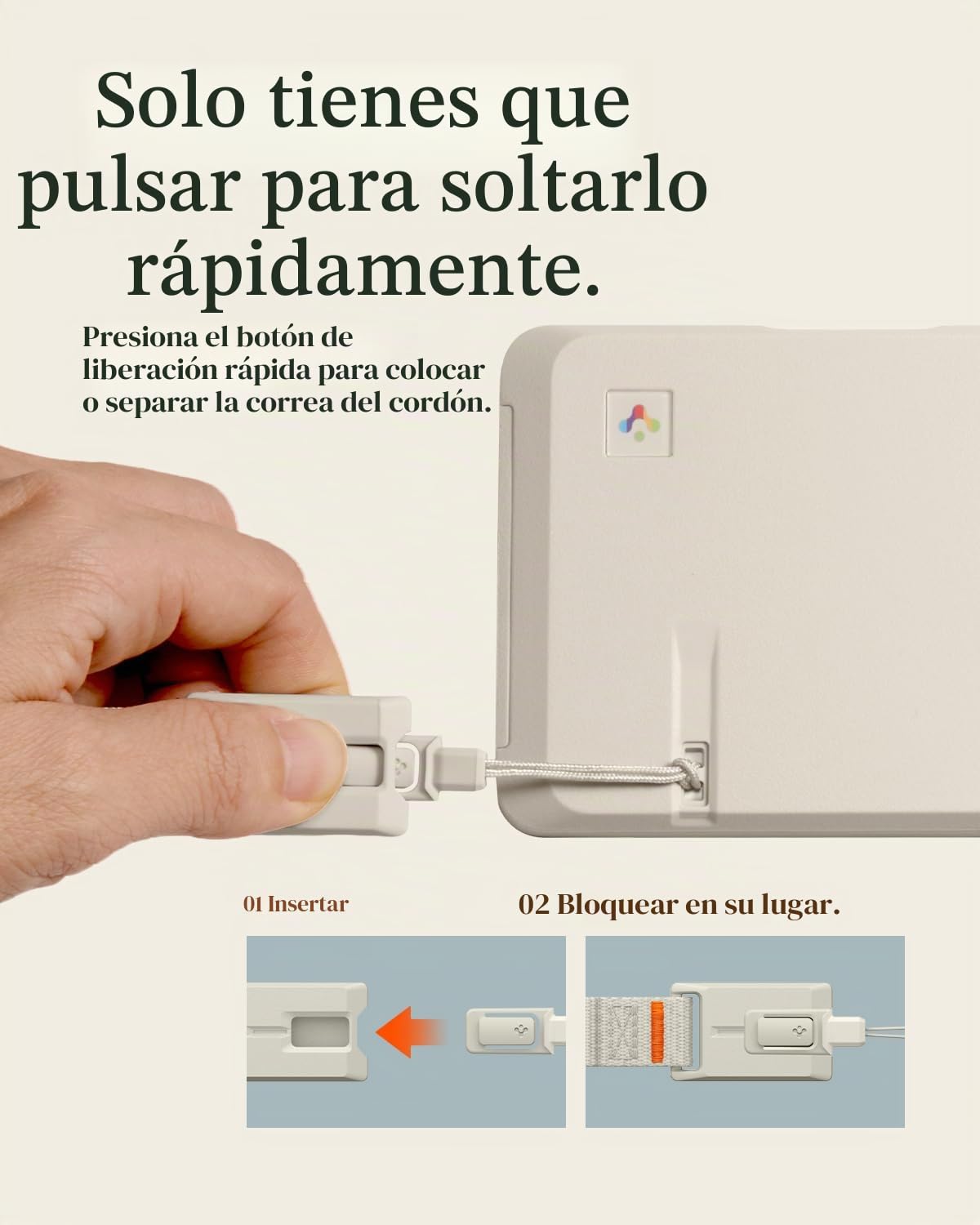Spigen Wrist Strap [Classic LS], Diseño Monotono Premium, Sistema de Bloqueo Seguro, Correa de Mano/Muñeca Antipérdida y Antirrobo – Stone | Para iPhone 17, Galaxy S25, Pixel 10, AirPods Pro 3, cámaras, llaveros, piedra
