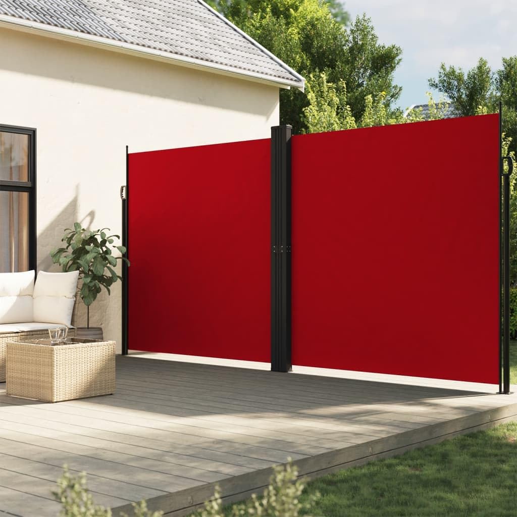 Tenda laterale estensibile, colore rosso, 200 x 1000 cm, resistente ai raggi UV, impermeabile, per balcone, terrazza, protezione da sguardi indiscreti, mobili da giardino, protezione dal