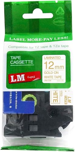 Miniatura 6 de LM Tapes - Cinta TZe P-Touch de 0.472in de color blanco sobre rosa baya compatible con Brother PT-H100, PTH100, PT-H110, PTH110, PTH110 Ptouch