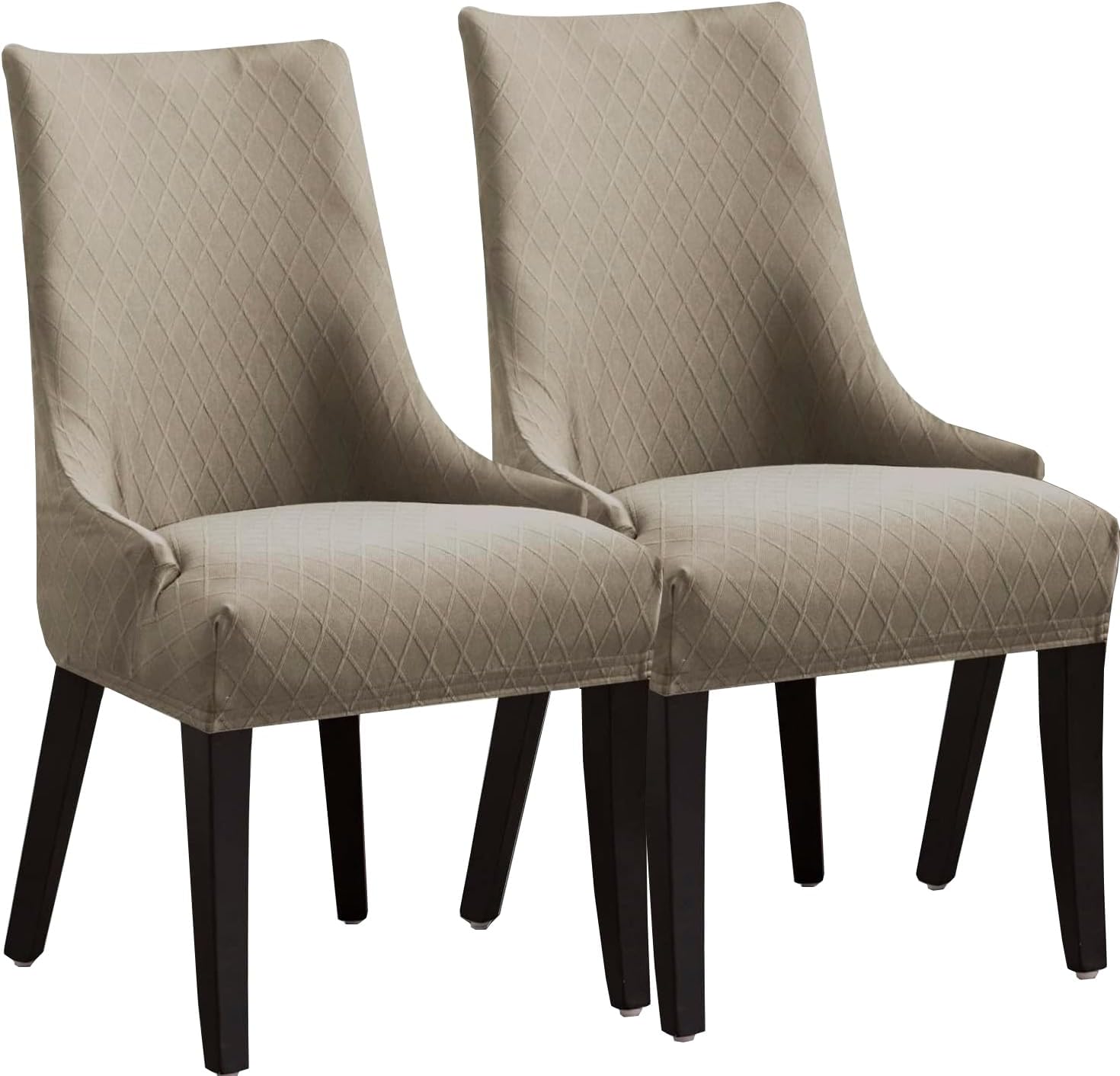 Stretch Wingback Chair Cover Slipcover Jacquard Dining Chair Covers Washable Arm Chair Protector Seat Cover,Kitchen Dining Chair Covers for Dining Room Banquet Home Decor (Black B, Set of 2)