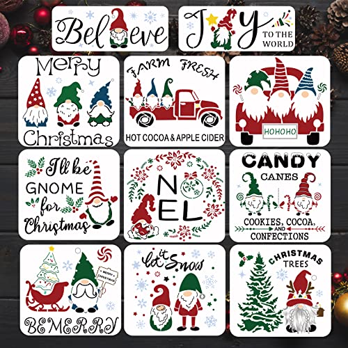 BORAMDO Große Weihnachtsschablonen zum Malen auf Holz, 11 Stück, wiederverwendbar, 30.5x30.5 cm, Weihnachtswichtel, Bastelschablonen, Urlaub, Veranda, Schild, Schablone für Holzschild und DIY-Zubehör Cover