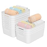 Quickquick Plastic Pantry Organizer Bins, Small Pantry Bin Storage Basket, 12 Packs, White