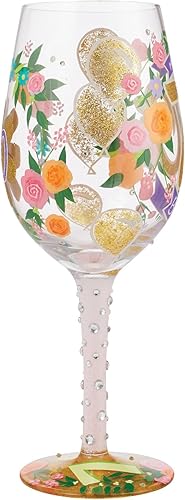 Miniatura 5 de Enesco Designs by Lolita Happy 70th Birthday - Copa de vino artesanal pintada a mano, 15 onzas, multicolor