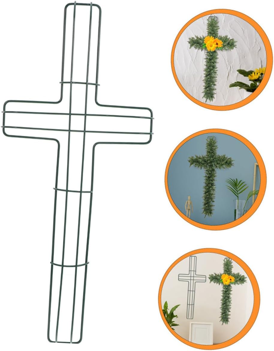 Cabilock 5pcs Cross Shaped Metal Wreath Frame for Floral Arrangements Elegant Decorative Accessory for Home Office and Holiday Decor for Easter and Christmas Celebrations