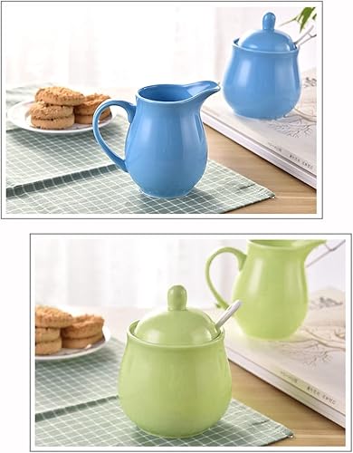 Miniatura 22 de Colorido jarra de leche de cerámica azucarera, juego de servir café, jarra de crema y juego de azucarero