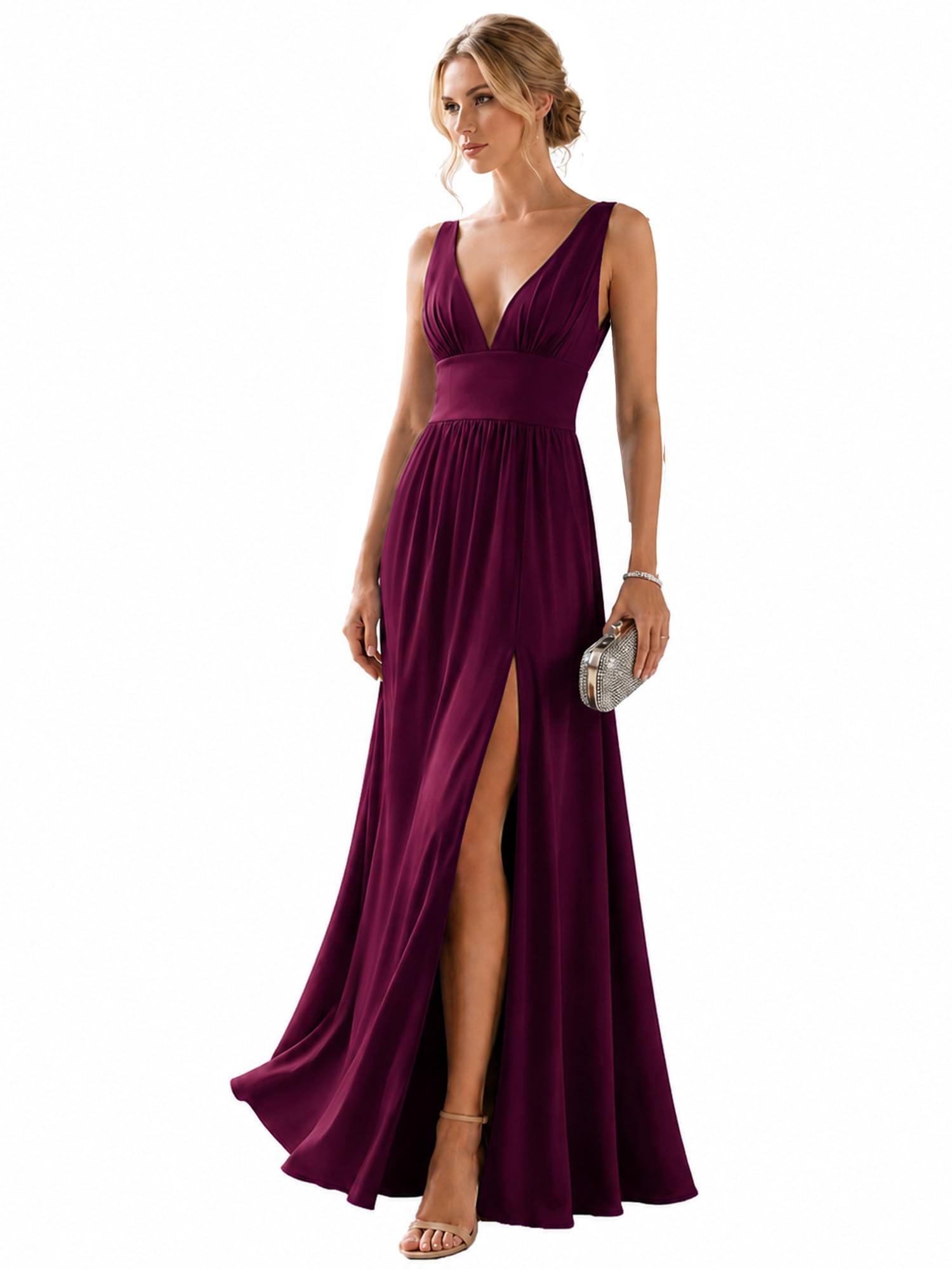 Ever-Pretty Women's V Neck Sleeveless Formal Dress Wedding Guest Dresses