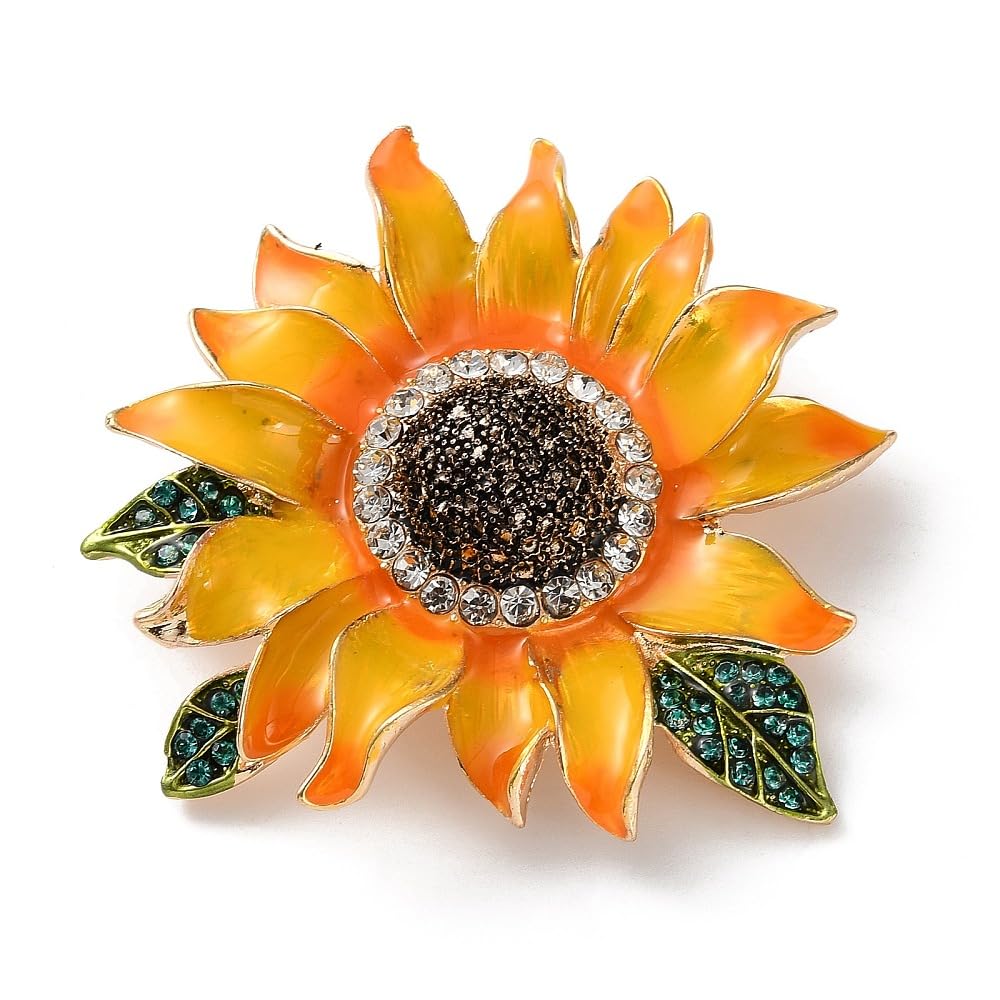 Crystals Studded Sunflower Brooch Cum Saree Pin For Women And Girls | Trendy Statement Fashion Brooch Jewelry | Elegant Pin for Saree, Dupatta, Shawl Pin, Blazers, Dresses, Bags & More (Brooch0586) 1 Pc-image-46