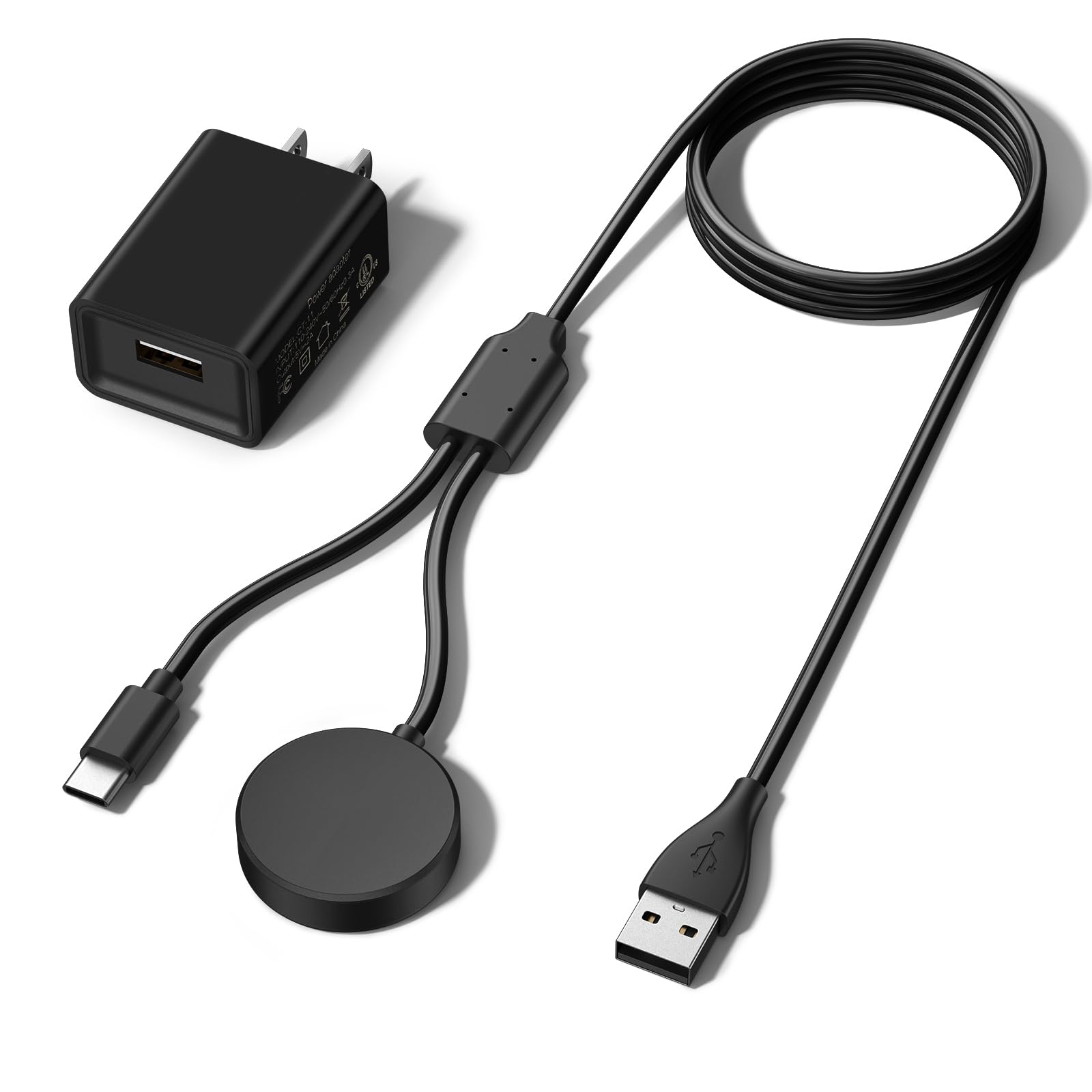 Oumida 2 in 1 Galaxy Watch Charger with USB Wall Charger Plug for Galaxy Watch 6/6 Classic/5 Pro/5/4/4 Classic/3/Active 2 and Galaxy S23 Ultra/S22/21/20 Note 20/10 Z Fold 4 and Buds/Tab (3.9ft) 10W