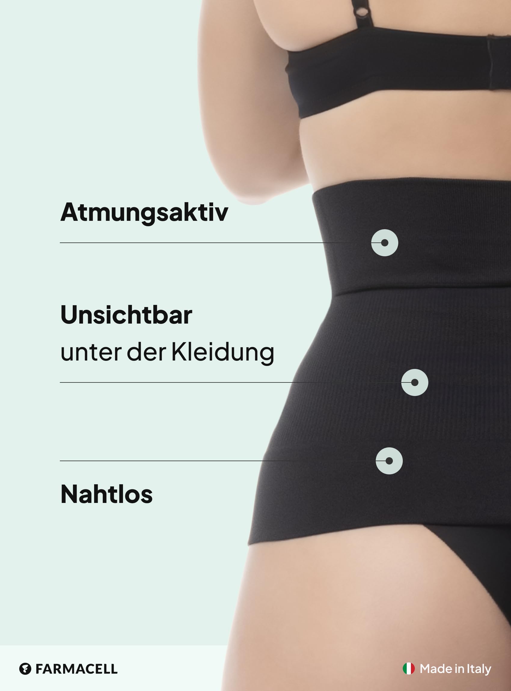 FarmaCell Shapewear Bauchweggürtel Damen, Figurformende Unterwäsche, Made in Italy, 605