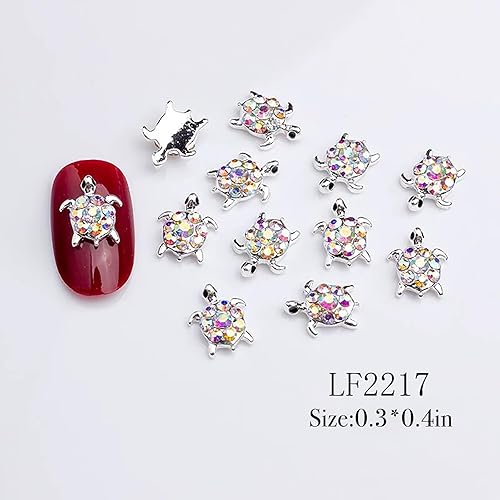 Miniatura 7 de Dijes de uñas de tortuga para uñas acrílicas, 24 piezas de diamantes de imitación metálicos plateados dorados, accesorios Y2K para suministros de