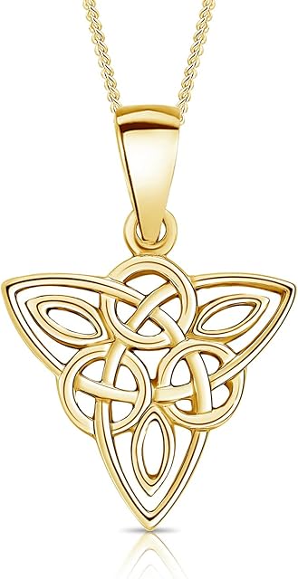 DTPsilver® 925 Sterling Silver, Yellow or Rose Gold Plated Necklace - Small Celtic Knot Pendant - With or Without Curb Chain - Width: 1.2 mm - Adjustable Length: 16" to 18" Inches
