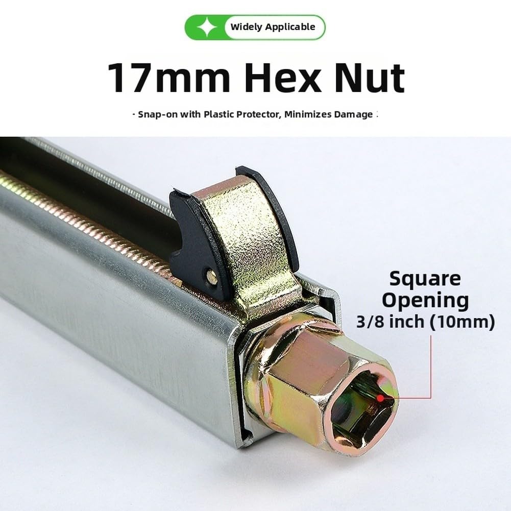 Strumento Compressore Molla Ammortizzatore Moto – Massimo 105mm di Serraggio, Attacco Esagonale da 17mm, Acciaio 45# con Manicotto in Gomma, Attacco Quadrato da 3/8", per Installazione e Rimozione