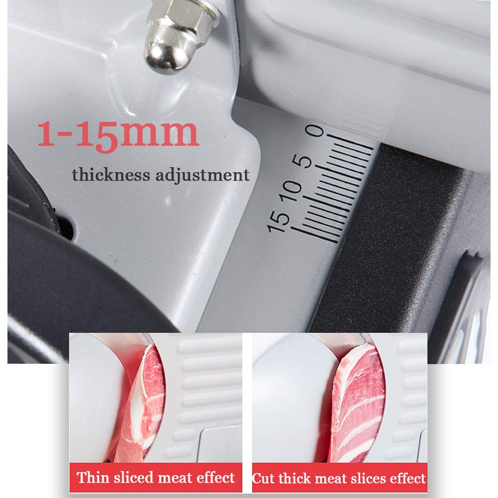 Affettatrice per carne, affettatrice elettrica per alimenti con protezione di sicurezza per bambini, affettatrice con spessore regolabile da 0 a 15 mm per carne, verdure dure, frutta, formaggio, pan