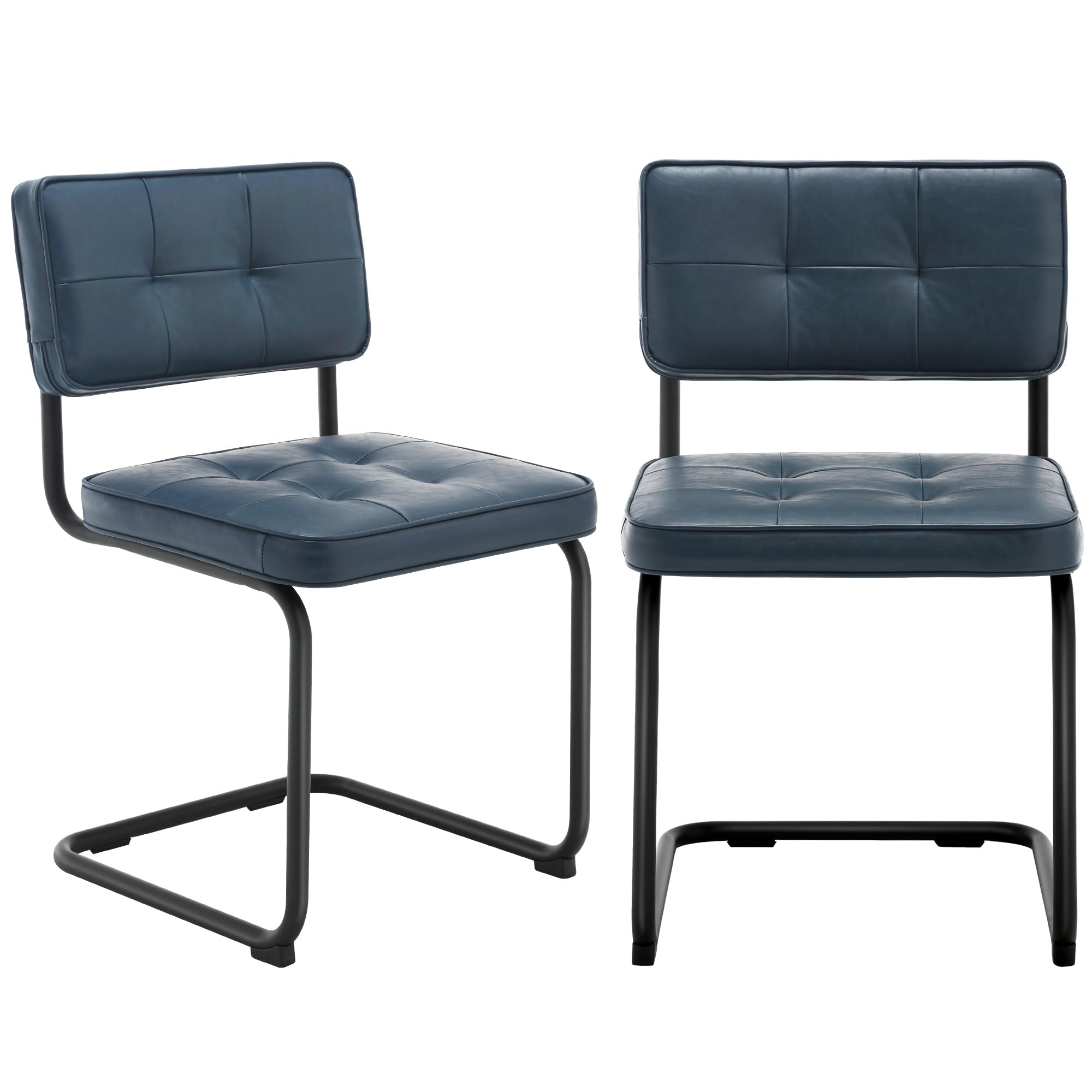 ONEVOG Mid-Century Modern Dining Chairs, Kitchen Dining Room Chairs Set of 2, Upholstered Kitchen Chairs with Curved Back, Black Legs for Small Dining