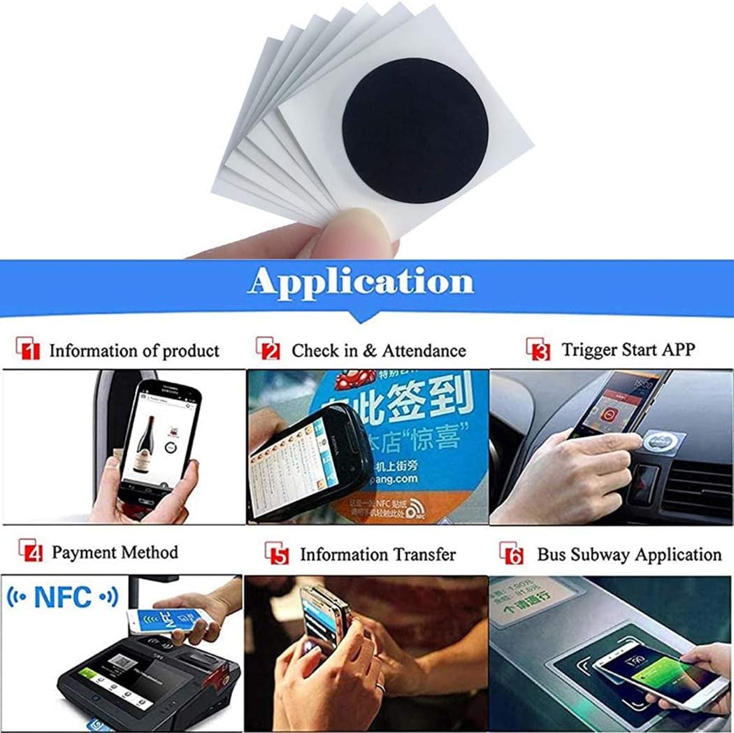 12 x NFC Tags NTAG215 Tag Black Rewritable NFC 215 Tag NFC Stickers Round 25mm(1 inch) with 504 Bytes Memory 13.56MHz NFC Chip - Image 5