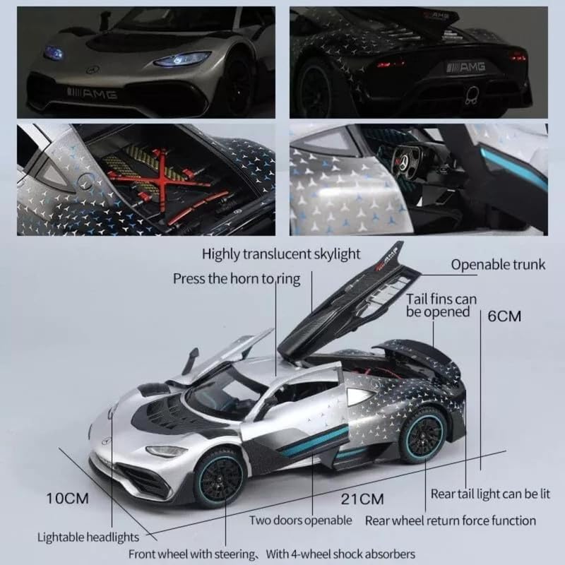 Image of Model 1:24 Mercedes Benz AMG ONE Model Alloy Metal Pull Back Die-cast Car Openable Doors with Sound and Light Vehicle Car Toy for Kids - Multicolor