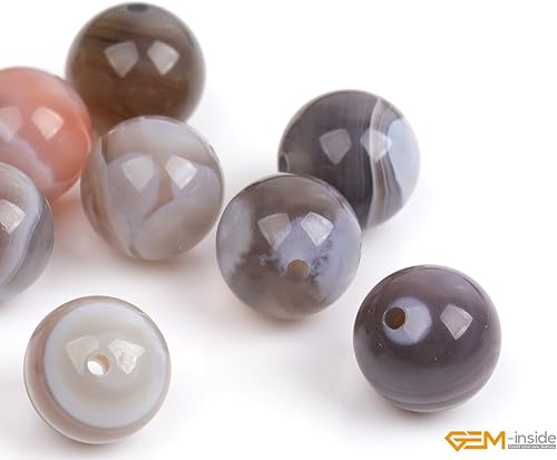 Miniatura 326 de GEM-Inside - Cuentas sueltas de piedra de lava negra natural de 0.315 in para hacer joyas, 15 pulgadas Cordierita de grado A