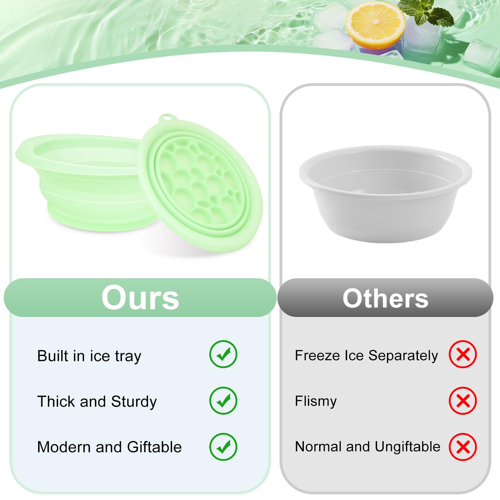 Bol à glace en silicone pour le visage, bol de glace pliable avec plateau à glaçons intégré, bassin de lavage pliable à refroidissement rapide pour apaiser la peau, lavabo pour usage