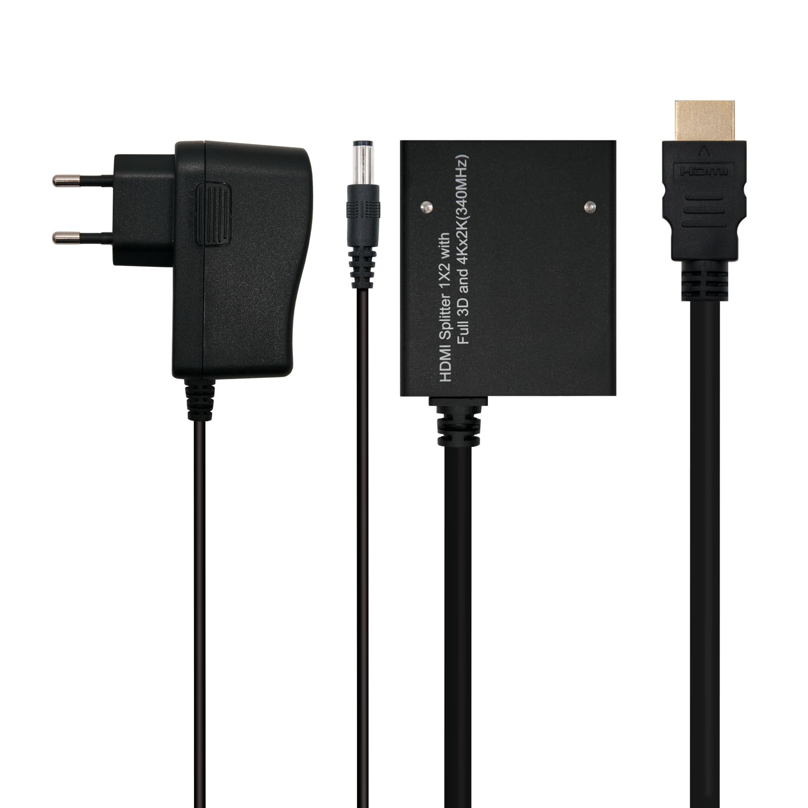 NANOCABLE 10.25.3502 - Splitter 1x1 ad Alta Velocità HDMI V1.3 con Treccia, con Cavo di Alimentazione e 50 cm