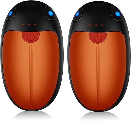 Calentadores de manos recargables, paquete de 2 calentadores de manos portátiles de bolsillo, calentamiento de 16 horas de largo, calentadores