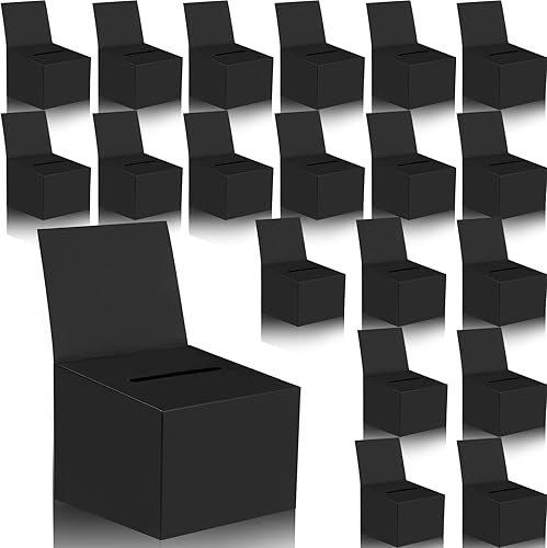 20 cajas para rifas, urnas de donación para recaudación de fondos, caja de cartón de 6.5 x 4.5 x 4.5 pulgadas con ranura para boletos y cabecera