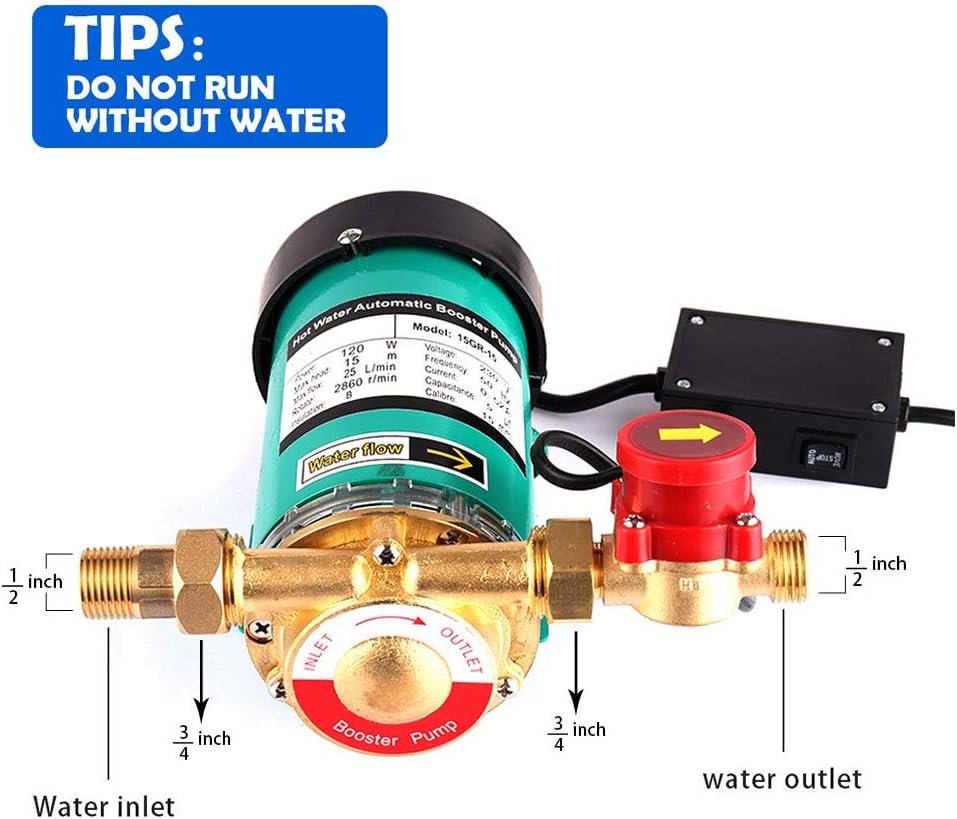 Pressure Pumps Surface Garden Pumps 3/4 inch Outlet 120W Water Pressure Booster Pump Automatic Shower Booster Pump with Water Flow Switch for Home/Shower