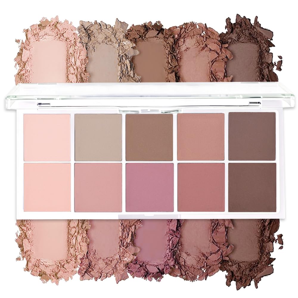 AMY'S DIARY 10 Color Eyeshadow Palette, Nude Pink Mauve Brown Eye Shadow Makeup Palette, Blendable Neutral Eyeshadow for Natural Smoky Eye Looks, Everyday Makeup Palette for old Women 06 Pink Mauve Brown 06