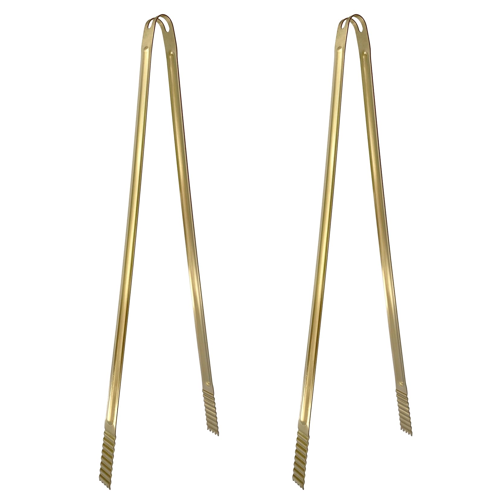 UPTALY 20 inch Stainless Steel Tongs with Extra Long Handle (2 pcs), Gold, Large Sized Food Tong, for BBQ, Grilling, Cooking, Frying, Moving Charcoal, Picking Up Trash