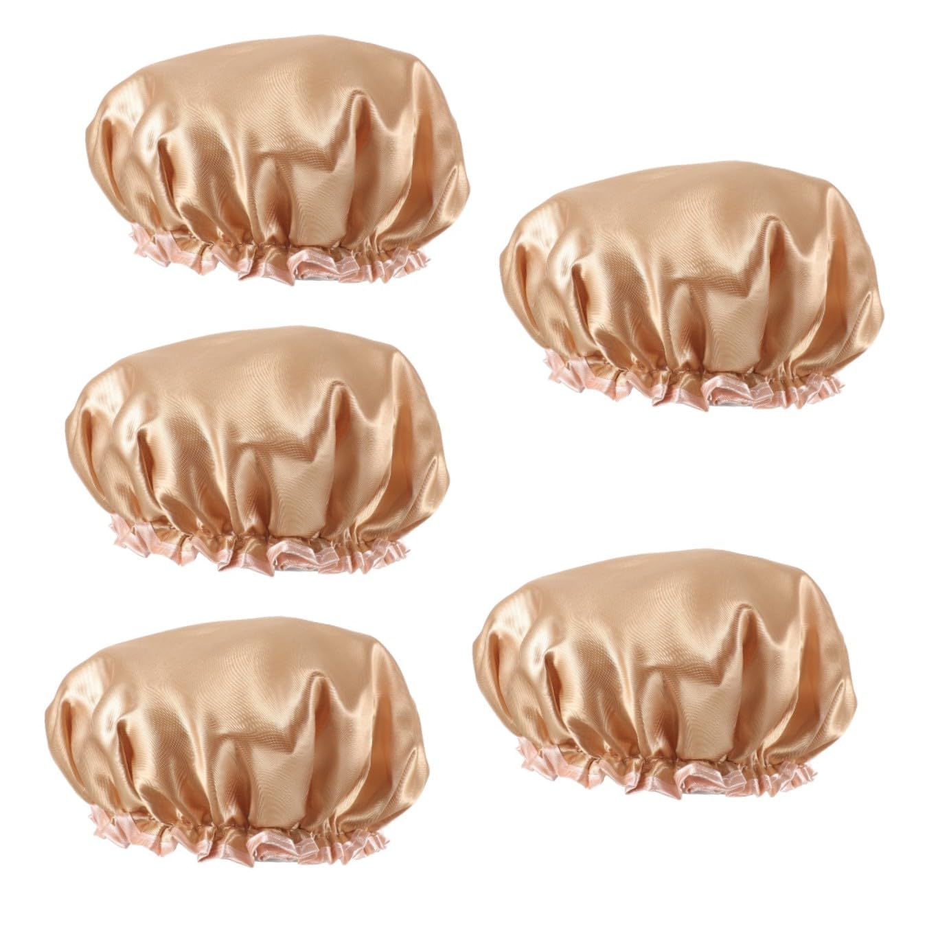 Ipetboom 5piezas Gorro De Para Mujeres Sombrero Sauna De Doble Peva Gorro Reutilizable Para Cabello y Color Champán Esenciales De Baño y Spa
