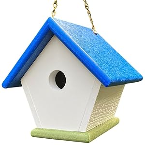 Homeprogardenhangingwrenhousebrilliantblueandgreenpolylumberbirdhouse Urban Country Home Decor Homepro garden hanging wren house brilliant blue and green poly lumber bird house urban country home decor