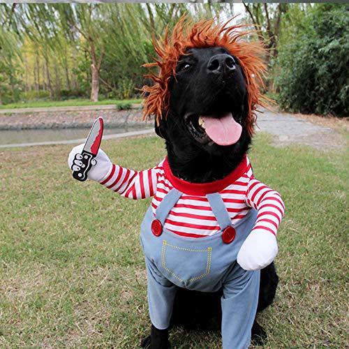 DECDEAL Roupa de cachorro de boneca mortal Trajes de Halloween para cães Trajes de cosplay de cachor