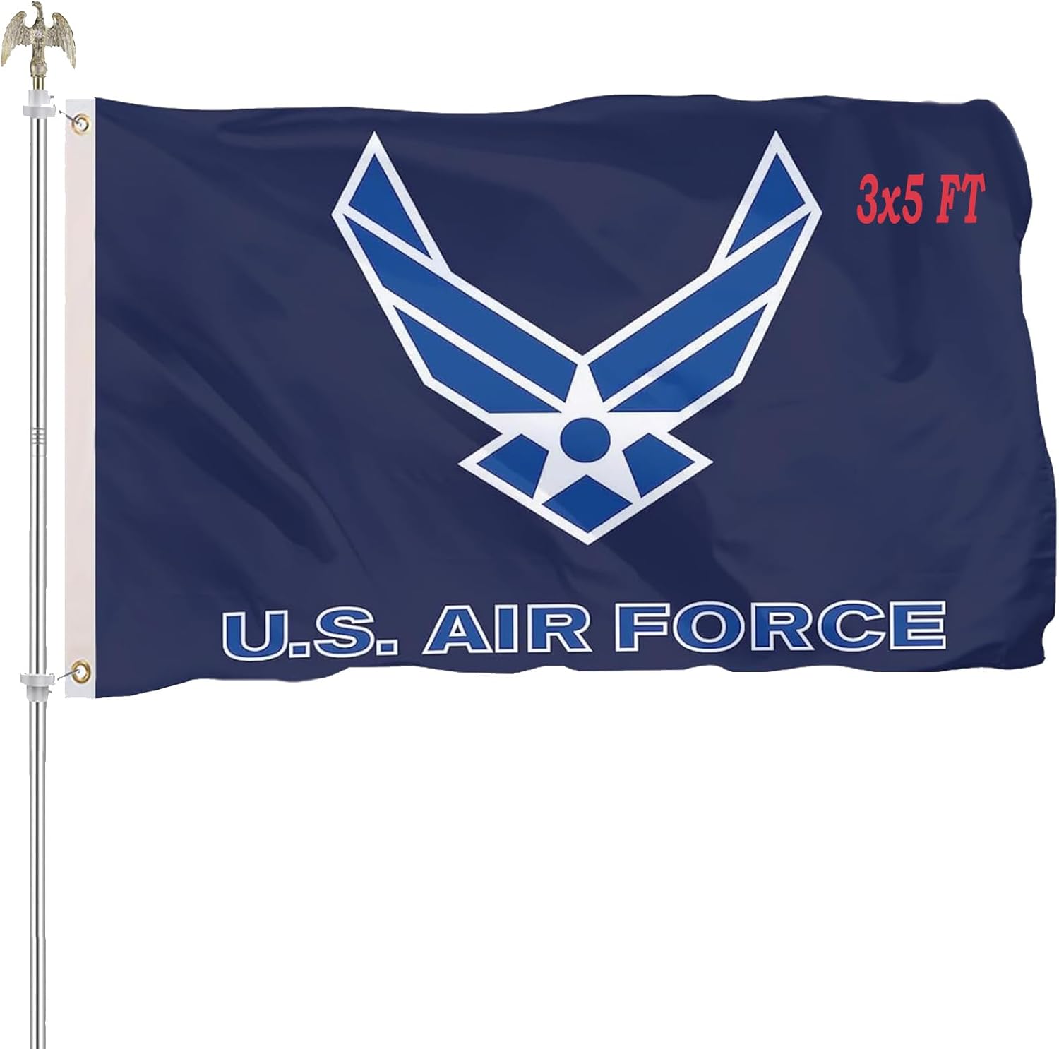 US Air Force Wings Military Flag 3x5 Outdoor Double Sided Vivid Blue Color United States USAF Wing Flags Heavy Duty Polyester with 2 Brass Grommets for Outdoor Indoor Wall