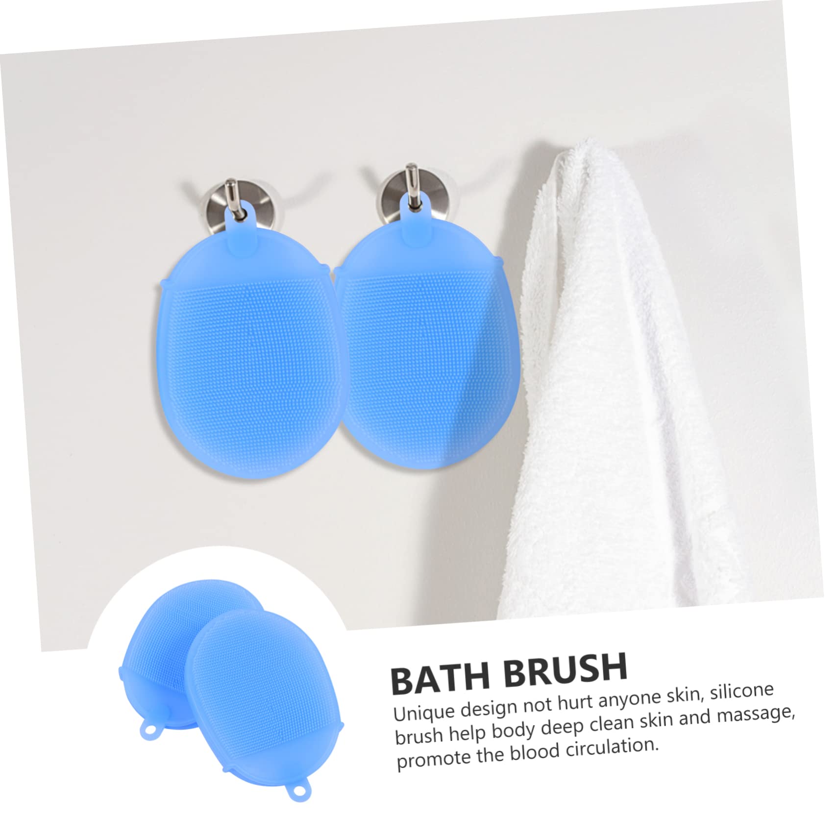 Cepillo de Baño de Silicona Azul, 2 Piezas para Limpieza Corporal | Masaje y Limpieza Profunda de Piel, Secado Rápido, Formato Compacto para Bolsa de Gimnasio