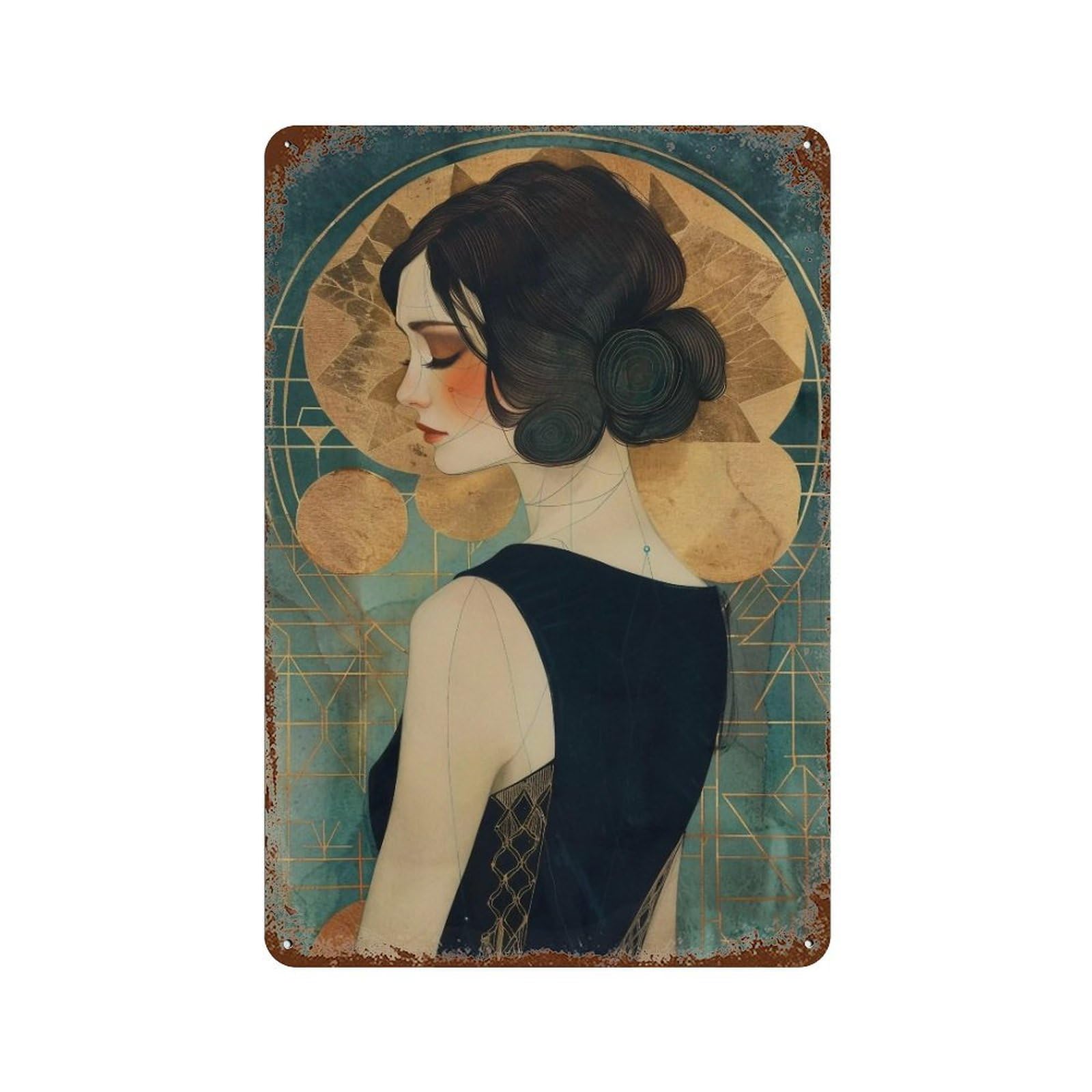 YHGERTKU Deco Flapper Woman 04 Wall Art Retro Iron Vintage Metal Tin Sign Poster Modern Decor for Living Rooms Gift 30x20cm